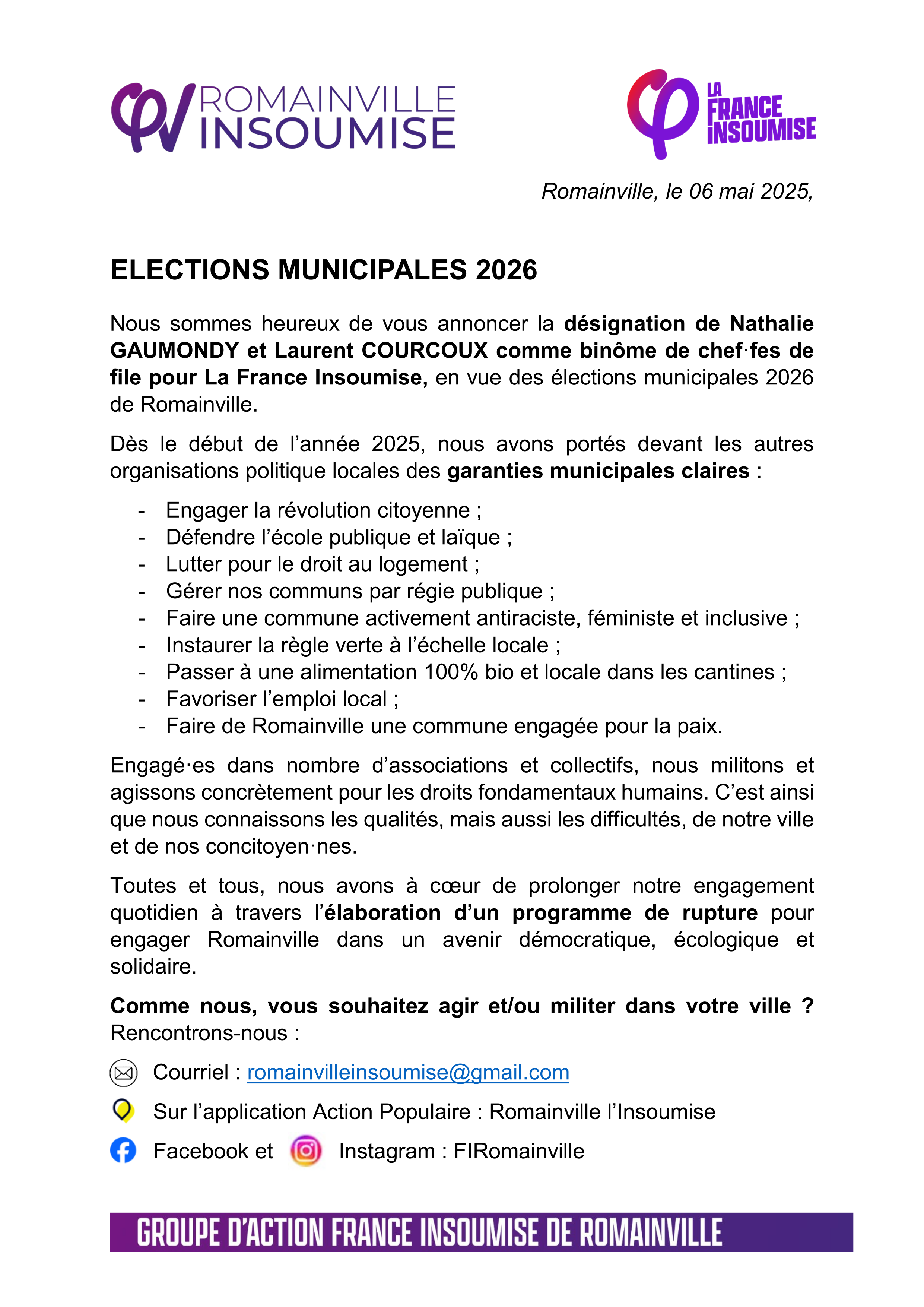 Cheffes de files Municipales 2026