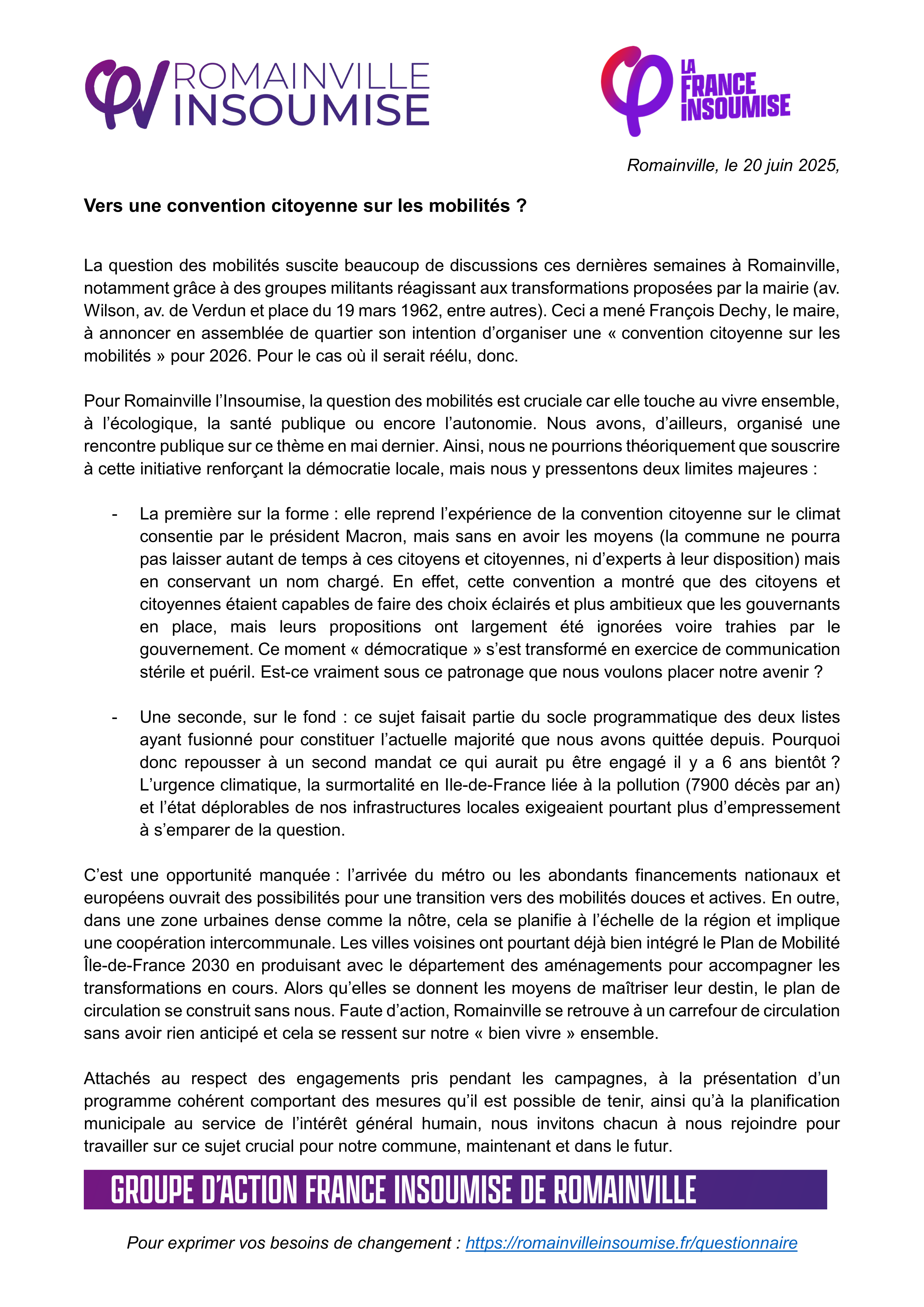 Convention citoyenne sur les mobilites